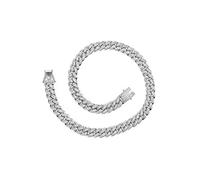 Chaîne Cubaine Hommes Iced Out, Colliers Chaîne Argent Chaîne Diamant, Bracelet Hip Hop Plaqué Or Hip Hop Iced Out Diamond Bracelet Chaîne à maillons cubains de Miami pour Hommes et Femmes