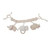 Jollein Chaîne de poussette Elephant Tales – Éléphants en tissu, lavable à la main, 30 cm
