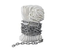 Chaîne d'ancre de bateau de 15 pi x 5/16 po, corde en nylon de 1/2 po x 200 pi Tension de 2,2 T en acier galvanisé de qualité guindeau