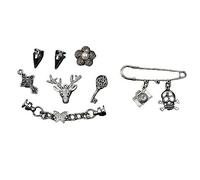 Chaîne d'argent Crocodile Charme DIY Vintage Punk Garden Boucle De Chaussure Ensemble Complet D'accessoires Crocodile Mode-L'ensemble 02,A.