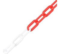 Chaîne d'avertissement rouge et blanc en plastique 100 m Ø8 mm pour chantier usine entrepôt bureau atelier protection sécurité prévention