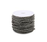 Chaîne de Billes 10 mètres/rouleau largeur 1.5/2/2.4mm 7 couleurs boule de fer en métal perles chaînes à maillons résultats chaîne collier Chaîne Boule pour la Création de Porte-clés(Black,2mm)