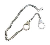 Chaîne de ceinture double menottes Hip Hop pour pantalon - Chaîne de taille punk - Pour homme et femme - 1 paquet, Argenté, taille unique