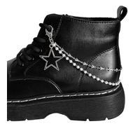 Chaîne de chaussures double couche en toile style punk, étoile, cœur, perles, boucles bijoux tendance, Grande forme étoile argent perle 1L-1, M