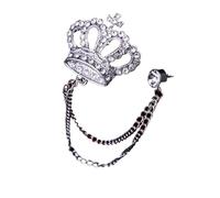 Chaîne De Chemise Strass couronne broche gland épinglettes costume chemise col Badge Corsage broches for hommes bijoux accessoires(Sliver)