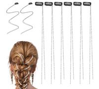Chaîne de cheveux pour tresses 8pcs 17,72 pouces Silver RinestonetAssel Clip dans les chaînes de cheveux dans des cheveux tressage de cheveux pour femmes accessoires de coiffure pour femmes.