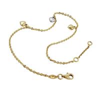 Chaîne de cheville 1.7mm chaîne d& 39 ancre avec 3 coeurs bicolore longueur variable OR 9Kt 25cm