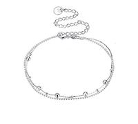 Chaîne de cheville double en argent 925 - Cadeau de Noël