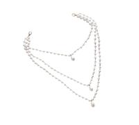Chaîne de clavicule en perles d'imitation - Bijou délicat et portable pour un rendez-vous galant ou au bureau - Élégant collier de perles d'imitation, One Size, Comme décrit, Comme décrit.