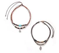 Chaîne De Clavicule Pendentif 2Pcs, Collier De Perles, Collier Vintage, Collier De Mode, Collier Réglable, Collier Bohème, Accessoire De Dressing