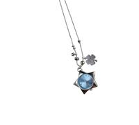 Chaîne de clavicule porte-bonheur en acier inoxydable avec quatre symboles pour elle et lui, design élégant quatre symboles, One Size, Comme décrit, Comme décrit.