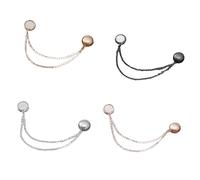 Chaîne de col chemise, boucle magnétique, bijoux for femmes, pull, châle, Clips, longue chaîne(Silver)