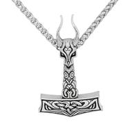 Chaîne de corde Viking, corne de chèvre viking, canne de la mode, collier pendentif marteau, bijoux magiques, accessoires pour hommes, amulette synthétise de pendentifs, cadeau longue chaîne