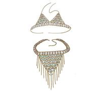 Chaîne de corps à franges tendance pour femme, soutien-gorge dos nu, strass, ceinture de taille, haut en strass, chaîne de ceinture, taille unique, Comme décrit, Comme décrit.