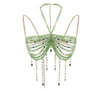 Chaîne de corps avec perles vertes pour costume de sirène, soutien-gorge burlesque, accessoires faits à la main