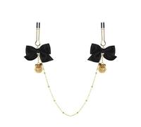 Chaîne de corps en acier inoxydable en forme de U pour femme avec nœud décoré de clochette dorée - Collier de serrage réglable - Bijoux de corps non percés, Métal, Pas de gemme