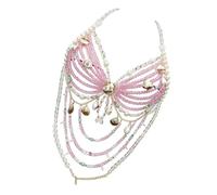 Chaîne de corps en perles ornées avec coquille et accents | Perles acryliques dans une disposition drapée en couches, accents d ' aspect perle et en forme de coquille,