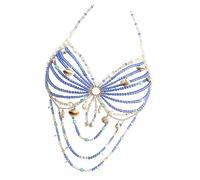 Chaîne de corps en perles ornées avec coquille et accents | Perles acryliques dans une disposition drapée en couches, accents d ' aspect perle et en forme de coquille,