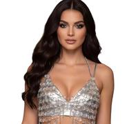 Chaîne de corps multicouche avec strass - Chaîne de poitrine tendance - Soutien-gorge - Boîte de nuit - Accessoires de bijoux - Harnais multicouche, os, Comme décrit, Comme décrit.