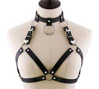 Chaîne de Corps Punk en Punk No Cup Bra Top Le cuir à crampons Bodage Bondage Rivet Cropped Sangle Pour Soirée Cosplay