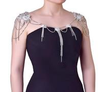 Chaîne de corps réglable sans bretelles scintillantes avec pampilles en cristal pour mariage, spectacles et cadeaux - Chaîne de corps en strass avec design détachable, taille unique, Comme décrit