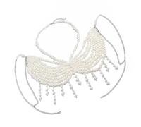 Chaîne de corps sophistiquée avec perles - Accessoire de poitrine polyvalent - Accessoire portable pour les fêtes et les rendez-vous galants - Chaîne de poitrine à pompons