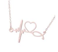 Chaîne de cou en acier inoxydable avec pendentif en forme de battement de cœur pour médecins, infirmières, professionnels de la santé, taille unique, Comme décrit, Comme décrit.