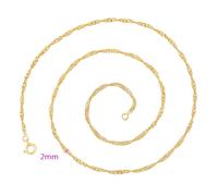 Chaîne de Cou - Femme - Maille Torsadée - 50 cm - 2 mm - Plaqué Or Jaune 750/1000 - 3 Microns