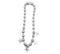 Chaîne de cou surdimensionnée avec grande perle ronde à cinq branches - Accessoires de chaîne de clavicule rétro - Colliers en forme d'étoile à cinq branches pour femme