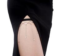Chaîne de cuisse brillante en forme de cœur et d'étoile avec pompons, chaîne de corps, porte-jarretelles, tendance, plage, club, rave, fête, ceinture de cuisse pour femme, costume gothique ceinture de