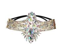 Chaîne de cuisse multicolore géométrique strass sangle élastique danse du ventre spectacles bijoux de corps femmes femmes vintage chaîne de corps, taille unique, Comme décrit, Comme décrit.