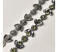 Chaîne de décoration de diamant d'eau, Strass à coudre en forme de fleur for sacs, chaussures, chapeaux, largeur 1,9 cm, multicolore, plusieurs tailles(Gun,1 yard)