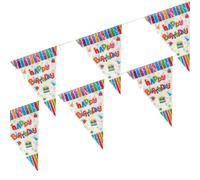 Chaîne de fanions Papstar colorée Happy Birthday résistante aux intempéries 4m de long