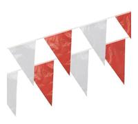 Chaîne de fanions Papstar rouge blanc en feuille résistante aux intempéries longueur 10m