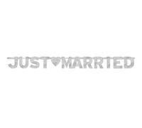 Chaîne de fête Just Married argent 167 x 16 cm en papier Déco