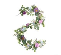 Chaîne de fleurs artificielles de 180 cm avec fleurs vives et papillons 3D articulés pour décoration festive d'intérieur (C)