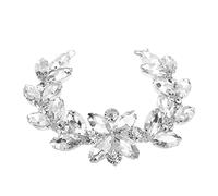Chaîne de Fleurs en Strass, 20,5 x 3,4cm Élégant Garniture de Chaîne de Strass Bling Appliques en Strass Applique de Mariage en Cristal pour Bricolage Couture ceinture Vetement (Blanc)