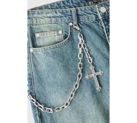 Chaîne de jean argentée à motif crâne et croix homme - ONE SIZE, argent