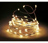 Chaîne de lumières LED sur fil blanc chaud - 795 cm / 160 LED - Éclairage décoratif avec minuteur et 8 fonctions - Pour intérieur et extérieur avec alimentation par batterie