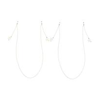 Chaîne de Lunettes Pentagramme à Pendentif Perlé en Alliage, Lot de 2