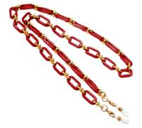 Chaîne de lunettes tendance rouge en acrylique anti-perte fonctionnelle pour femmes et hommes collier porte-lunettes autour du cou