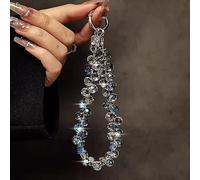 Chaîne de luxe en perles de cristal, cordon de suspension court de poignet haut de gamme avec clip, étui de téléphone, porte-clés, pendentif de sac