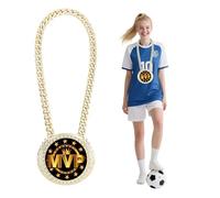 Chaîne de Médaille de Chèvre, 15 cm Grand Collier Pendentif en Or Prix du Plus Grand Tous les Temps Chaîne Champion MVP pour Cadeaux Prix d'Athlète Football Basket-Ball Softball et Sports (Style 2)