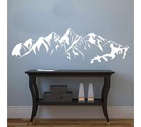 Chaîne de montagnes Karakoram Montagnes Sticker Paysage Décoration d'intérieur pour Salon Chambre Stickers Muraux Papier Peint Intérieur,No.2 Blanc,138x42cm