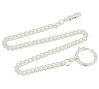 Chaîne de Montre de Poche en Argent 925 véritable pour Montre de Poche, 30 cm de Long, gourmette Plate de 5 mm avec Anneau Ressort et Mousqueton Rotatif