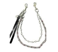 Chaîne de pantalon à perles double couche faite à la main tendance pour motards unisexe accessoire pour robe de fête réglable, taille unique, Comme décrit, Comme décrit.