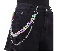 Chaîne de pantalon arc-en- , chaînes de pantalon en acrylique coloré Hip Hop Punk | Longueur réglable, accessoires de taille assortis, design double couche pour homme et femme, Refer to description