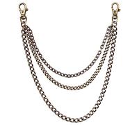 Chaîne de pantalon avec clip pour jeans, ceinture, portefeuille, poche, pantalon, chaîne porte-clés, hip-hop, punk, gothique, accessoires pour femmes et hommes (bronze), 3-Layer Chains(Bronze), Métal