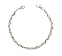 Chaîne de pantalon avec perles - Chaîne de style hip-hop pour portefeuille - Chaîne de corps gothique à bascule pour homme et femme - Accessoire de ceinture à couches - Prêt pour scène punk Argenté