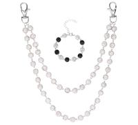 Chaîne de Pantalon & Bracelet en Perles Strass, Balle Disco Baseball Taille Jeans Poche Chaîne de Poignet pour Hommes Femmes Bijoux Hip Hop Punk